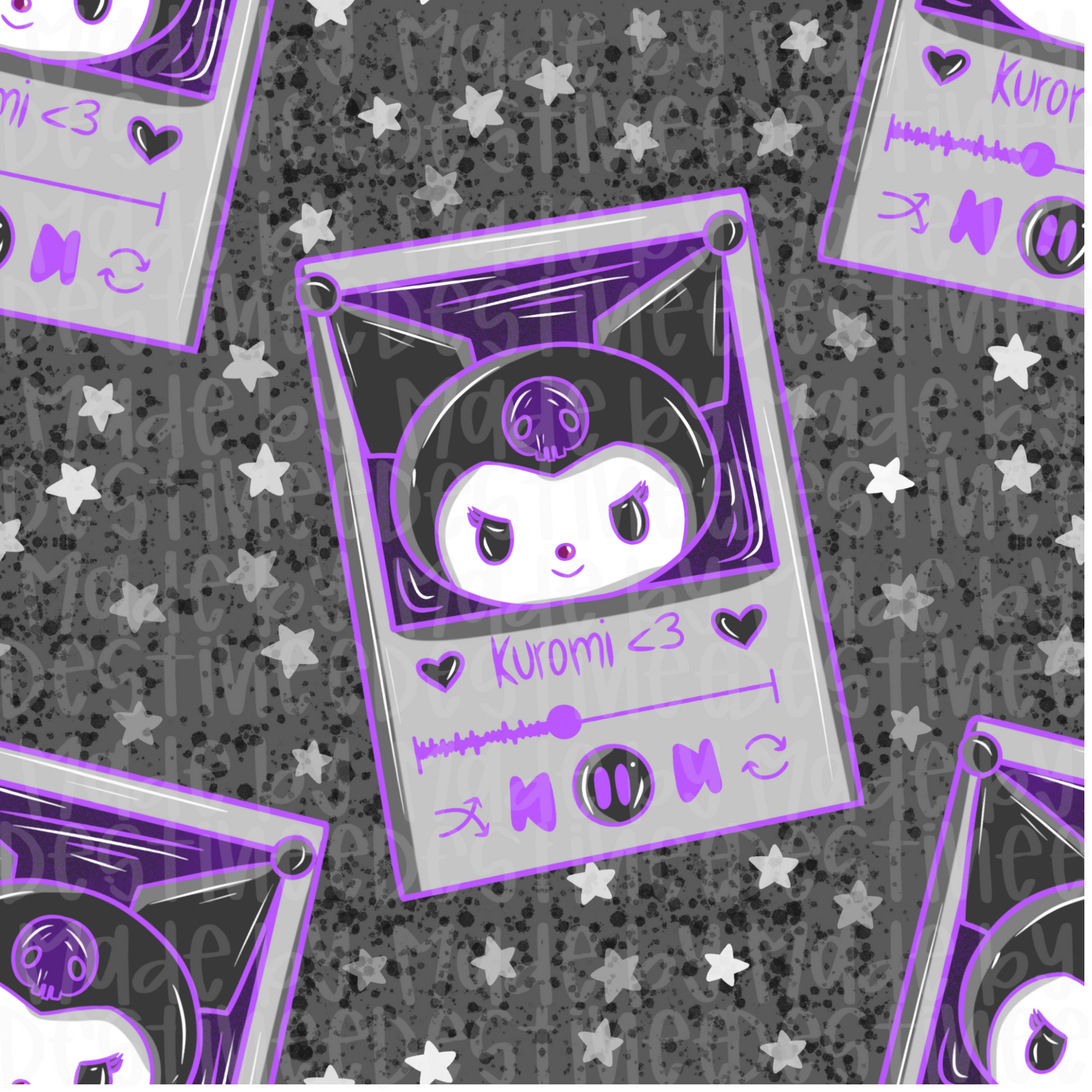 Kuromi-Inspired Seamless Pattern | Purple Gothic Aesthetic Digital Design for Crafts