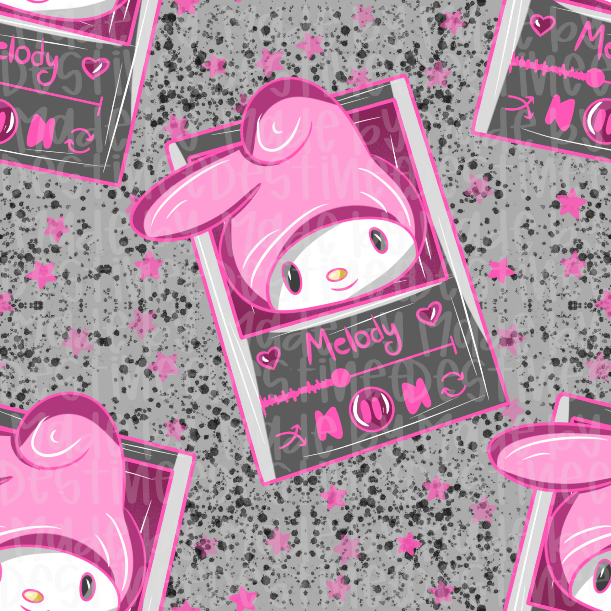 My Melody Seamless Pattern | Pink Starry Playlist Sanrio Digital Download