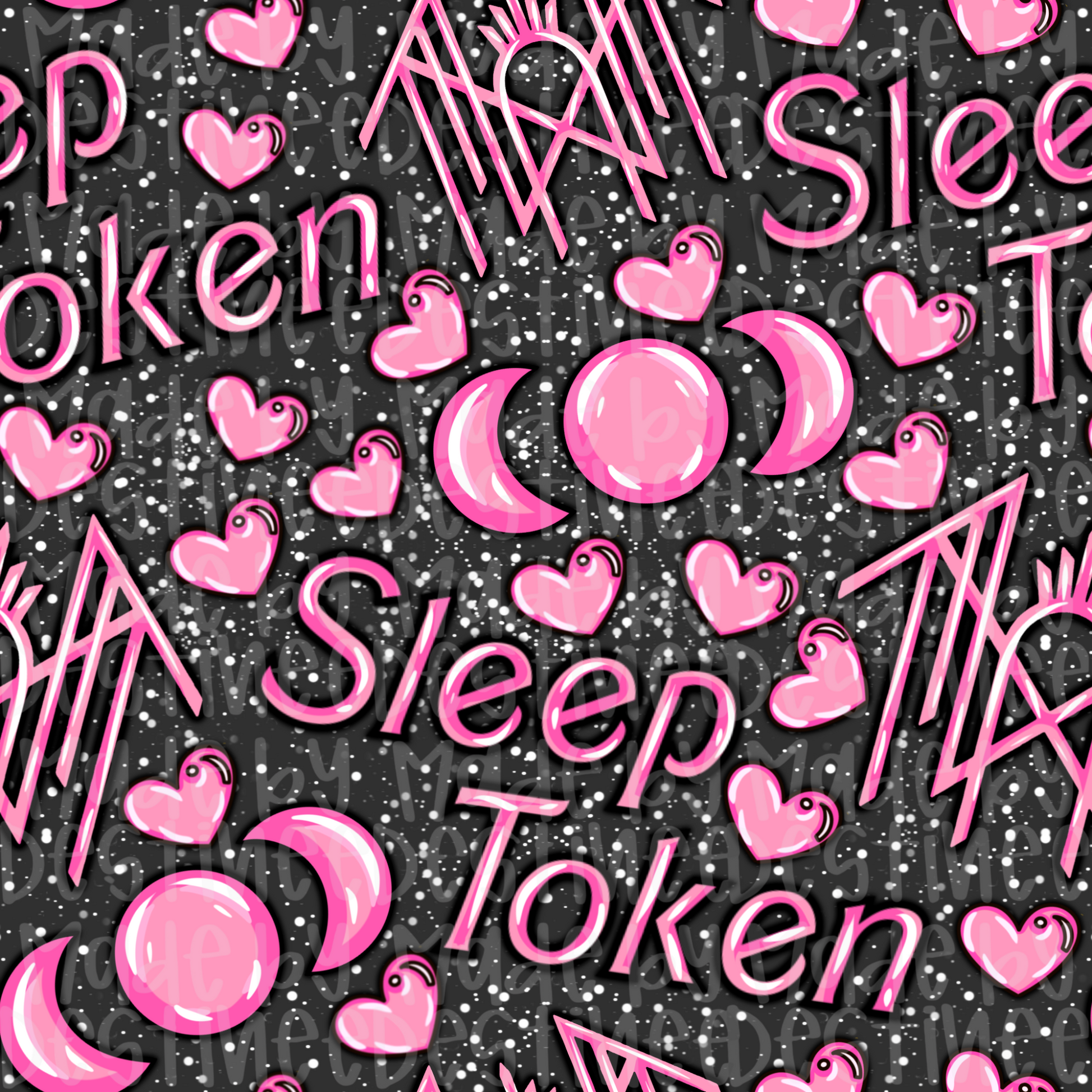 Sleep Token Seamless Pattern | Pink Gothic Rock Digital Background PNG