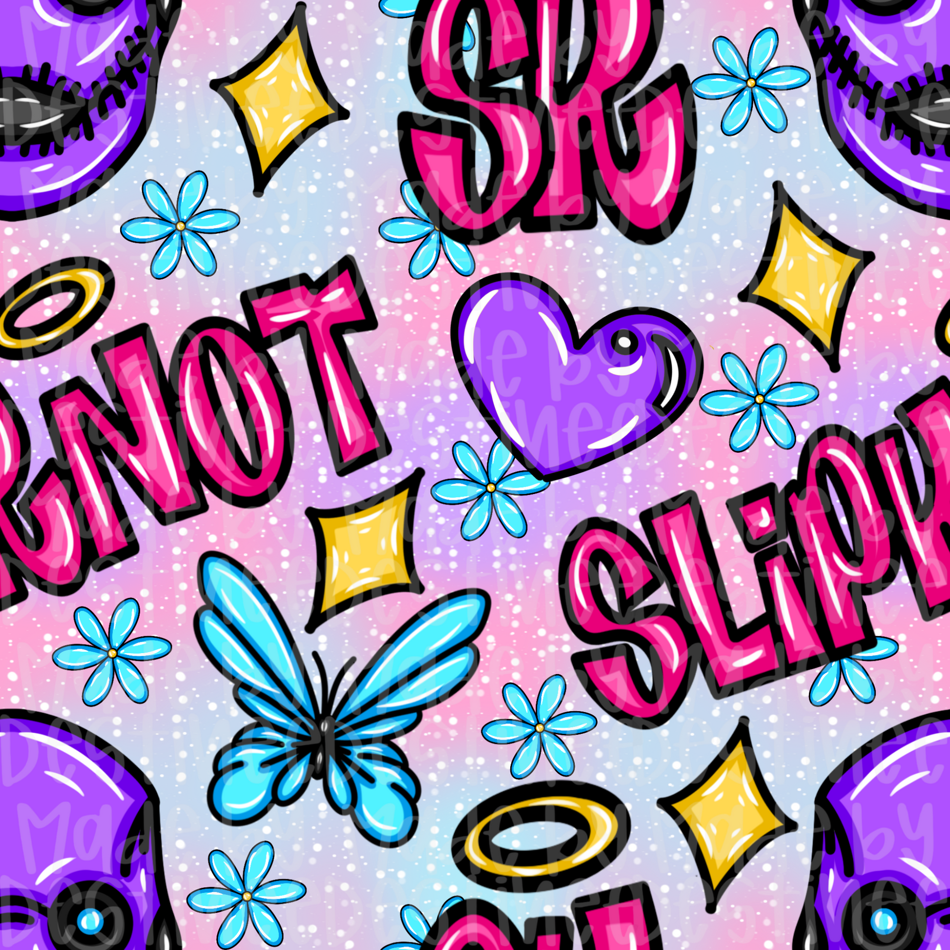Slipknot Seamless Pattern | Y2K Pastel Goth Band Digital Design