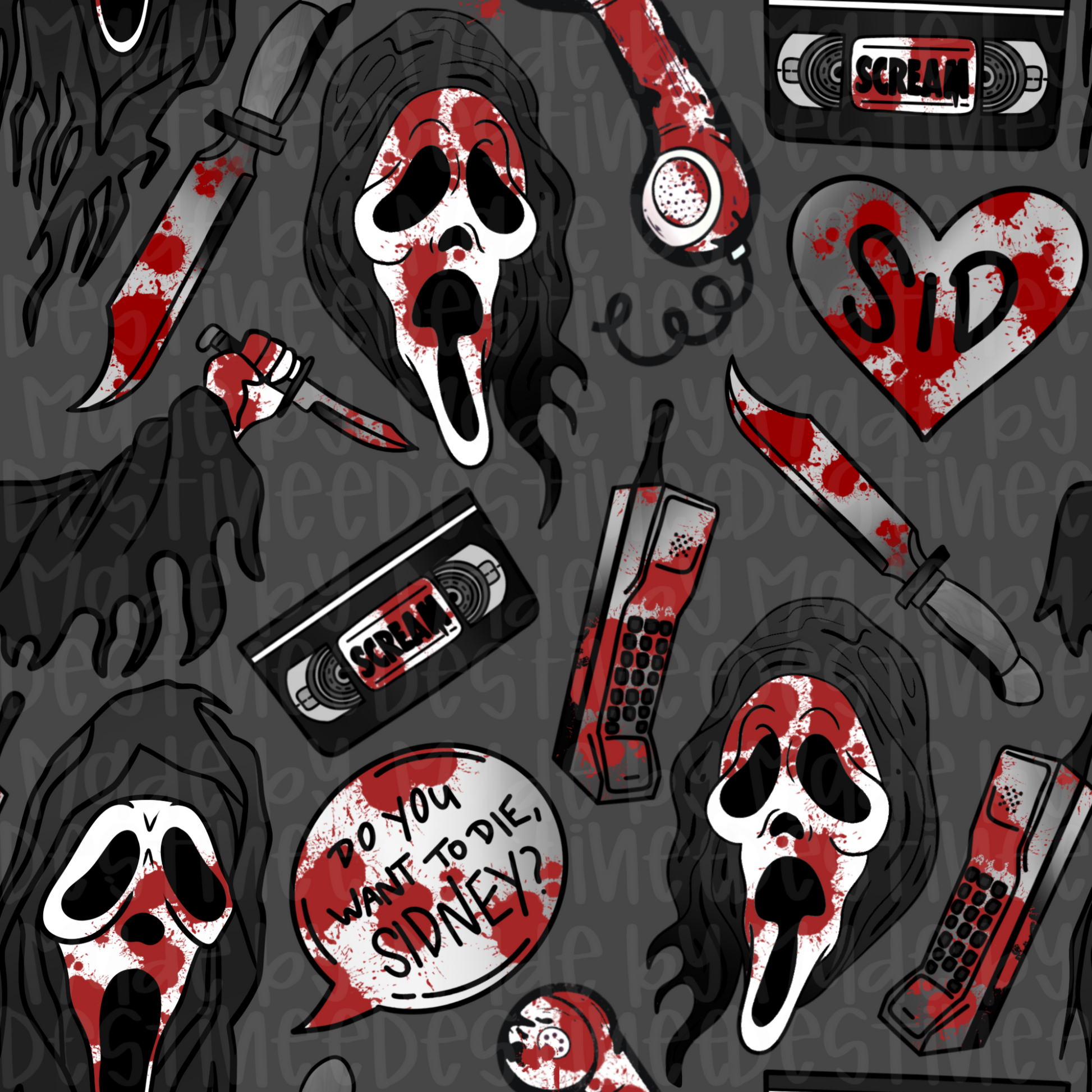 Scream Horror Seamless Digital Pattern | Ghostface Spooky Slasher Design