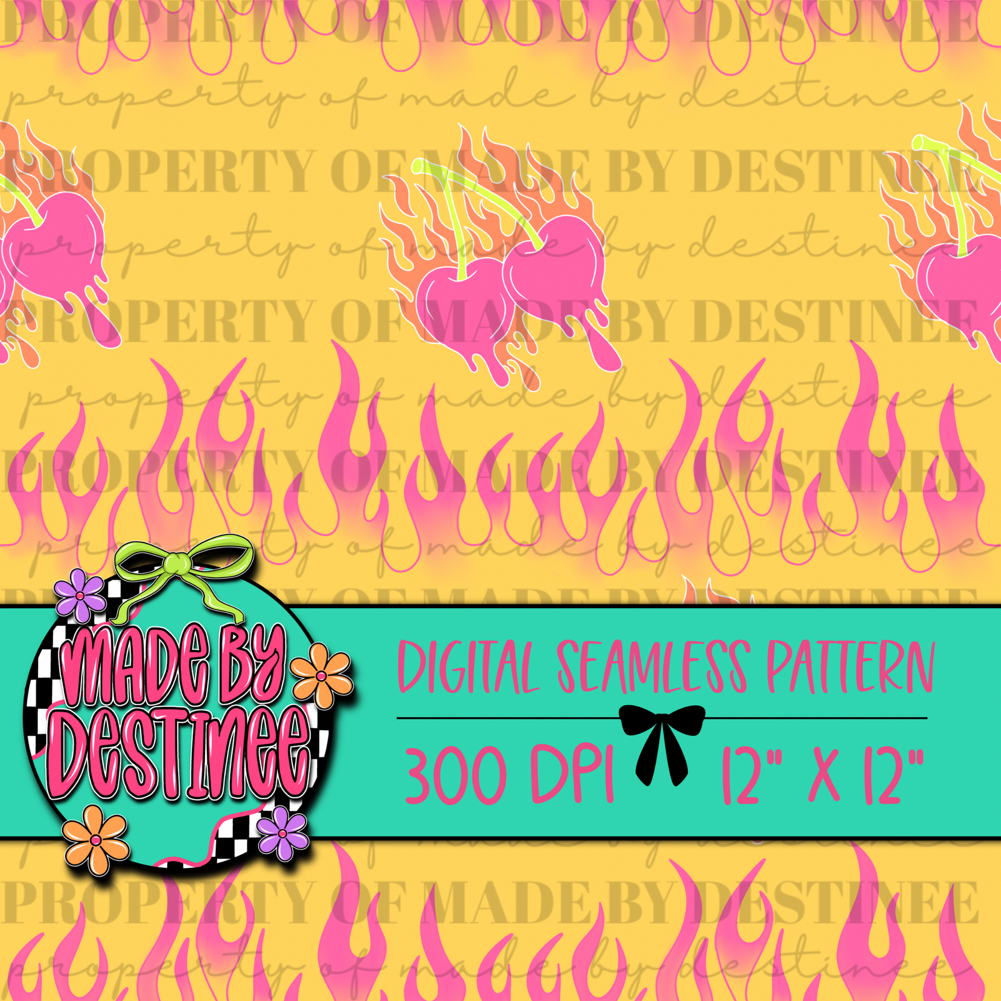 Flaming Heart Seamless PNG