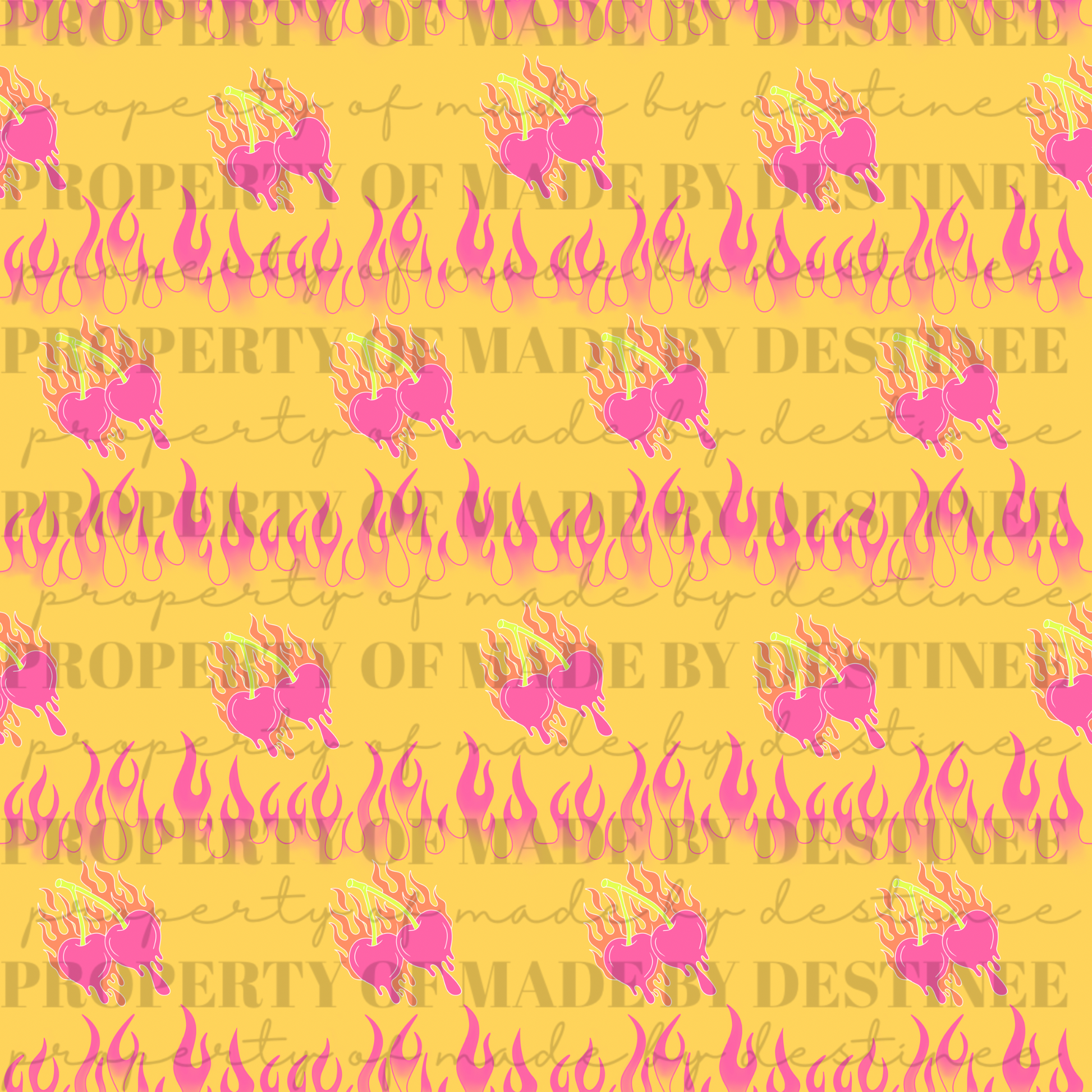 Flaming Heart Seamless PNG