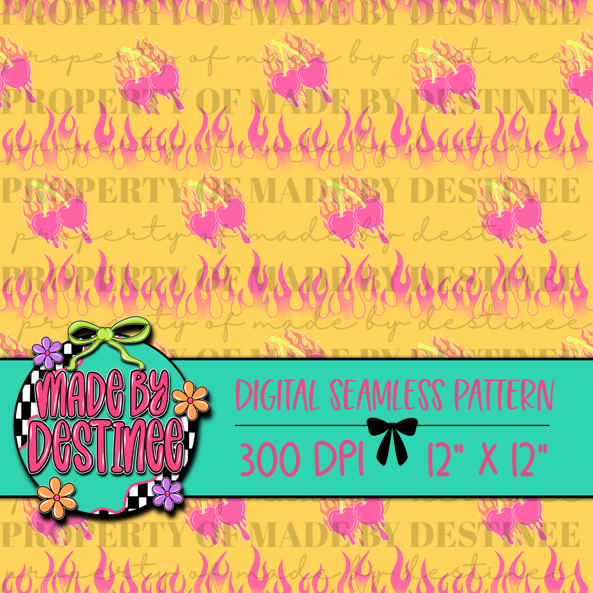 Flaming Heart Seamless PNG