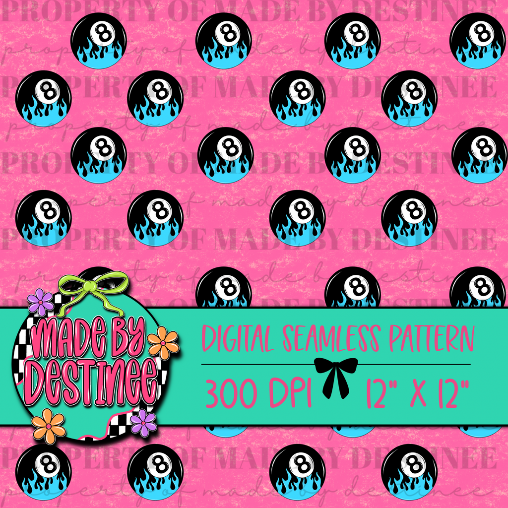 Blue Flame 8 Ball Seamless PNG