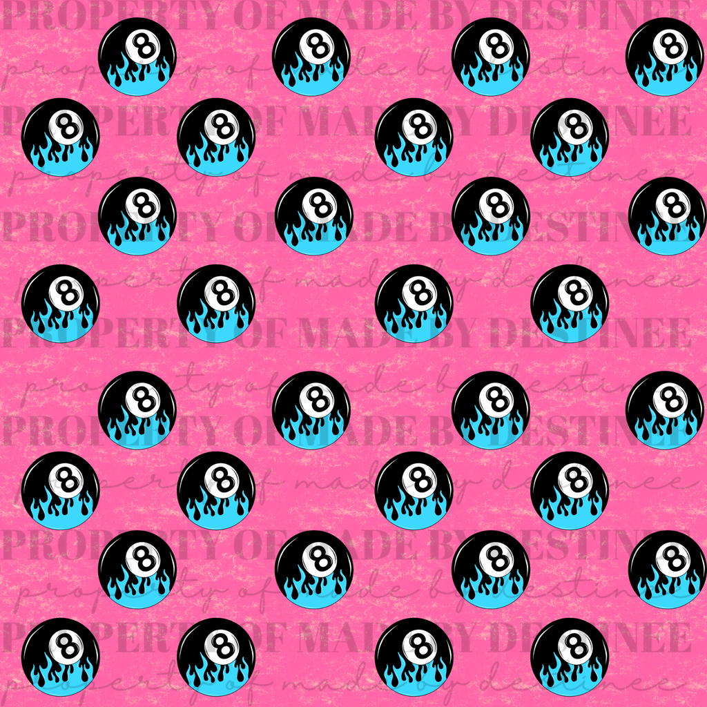 Blue Flame 8 Ball Seamless PNG