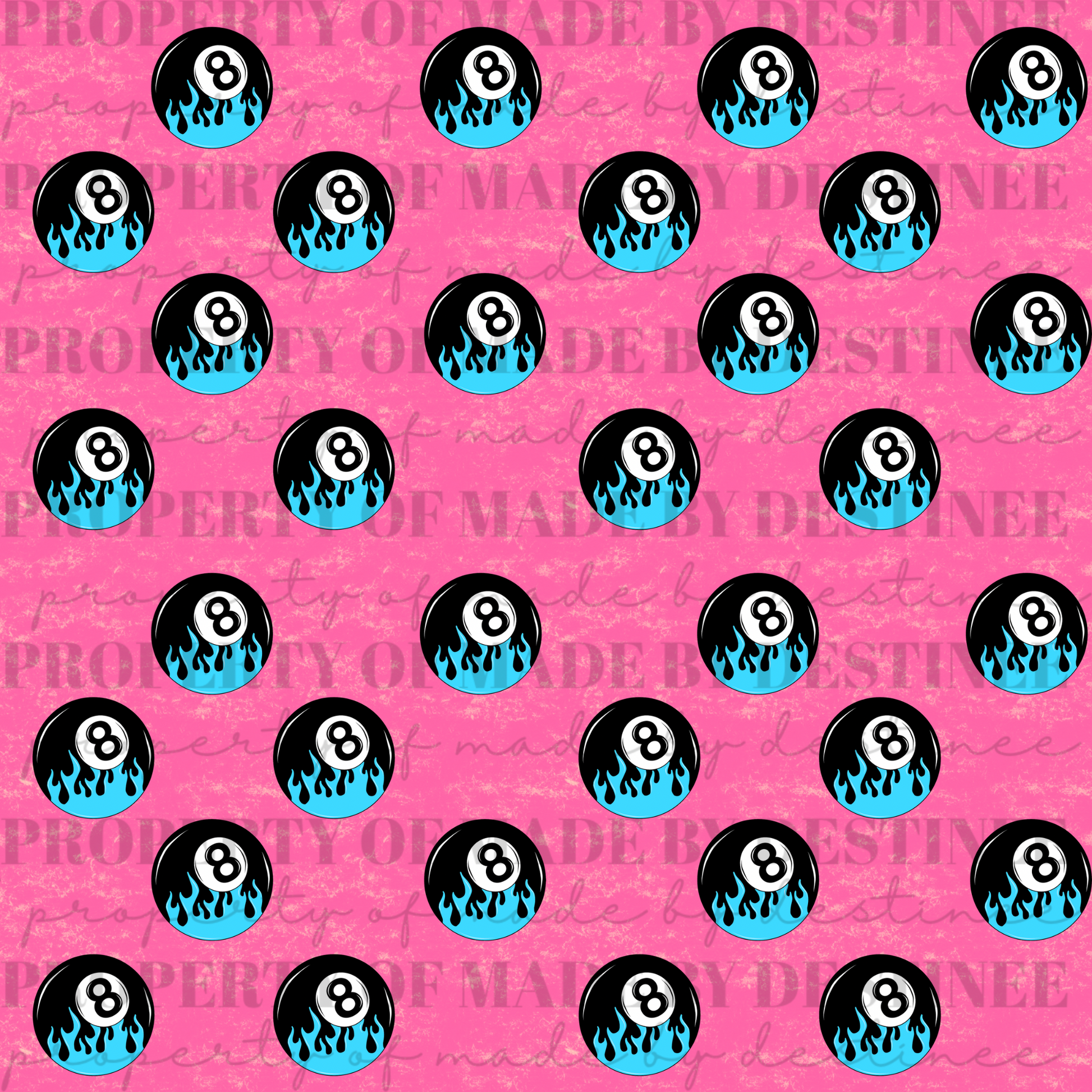 Blue Flame 8 Ball Seamless PNG