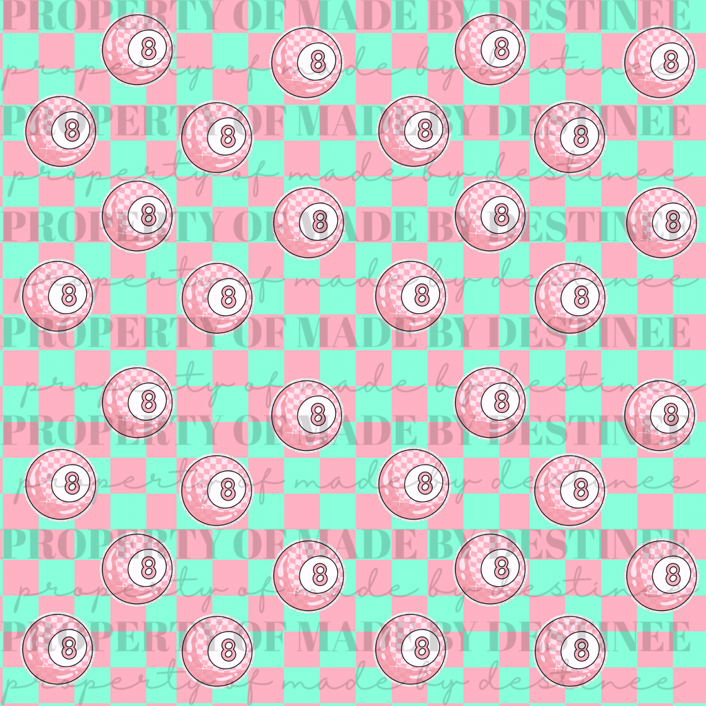 Pink Checkered 8 Ball Seamless PNG