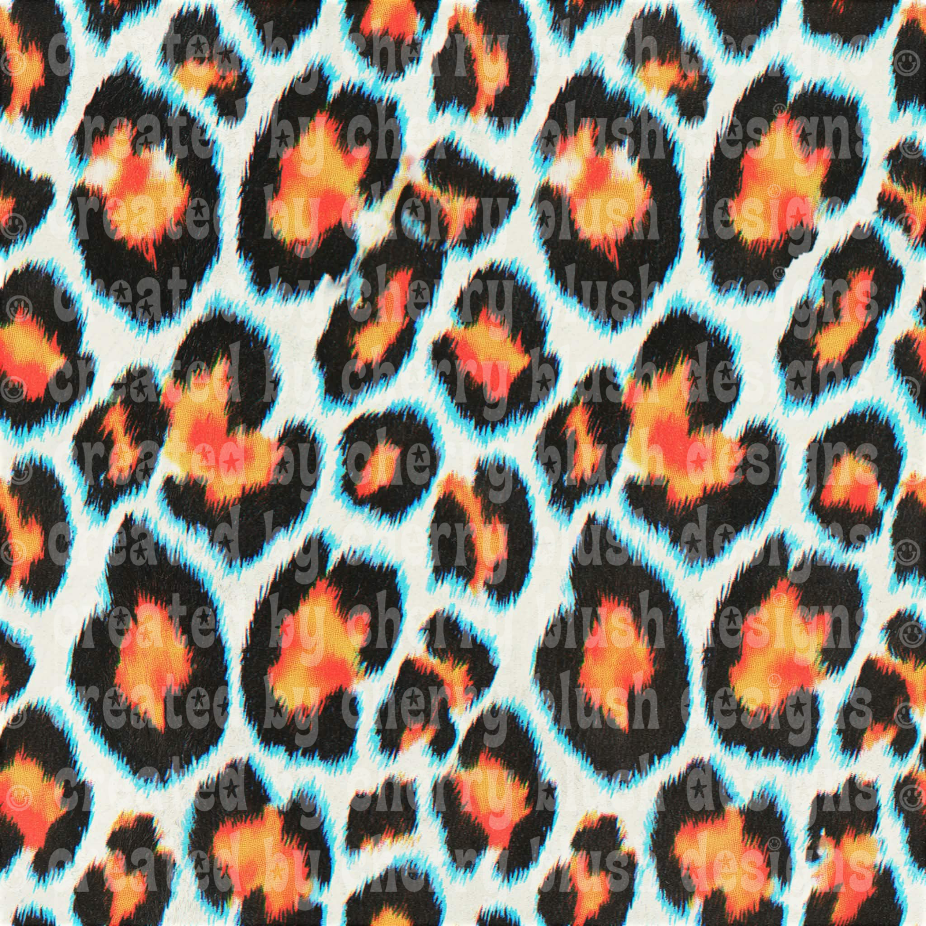 Fiery Leopard Seamless Pattern | Animal Print Digital Paper | Seamless PNG Download