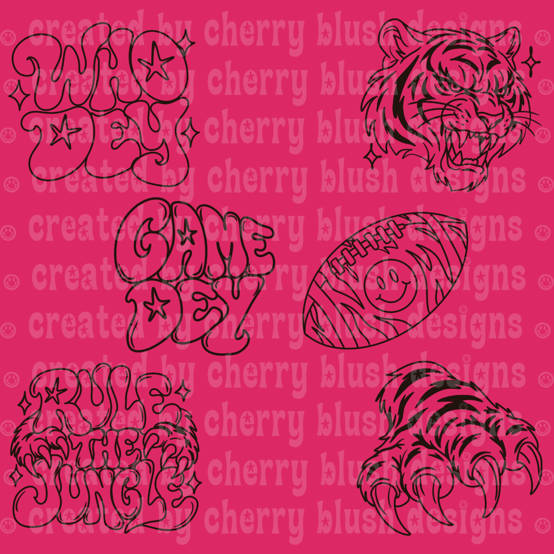 Football Outline PNG | Cincinnati Inspired Clip Art | Game Day Girly | Football Digital Design
