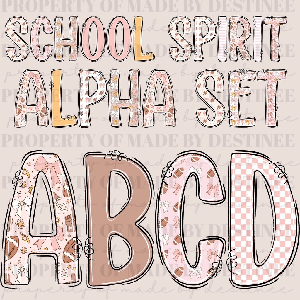 School Spirit Alpha Set – Cheer, Football, & Game Day Letters PNG