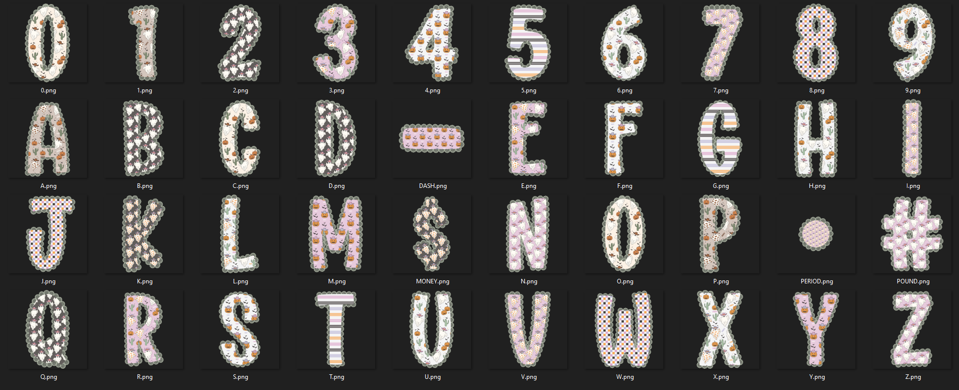 Western Spooky Alpha Set | Halloween Cowboy Digital Alphabet PNG