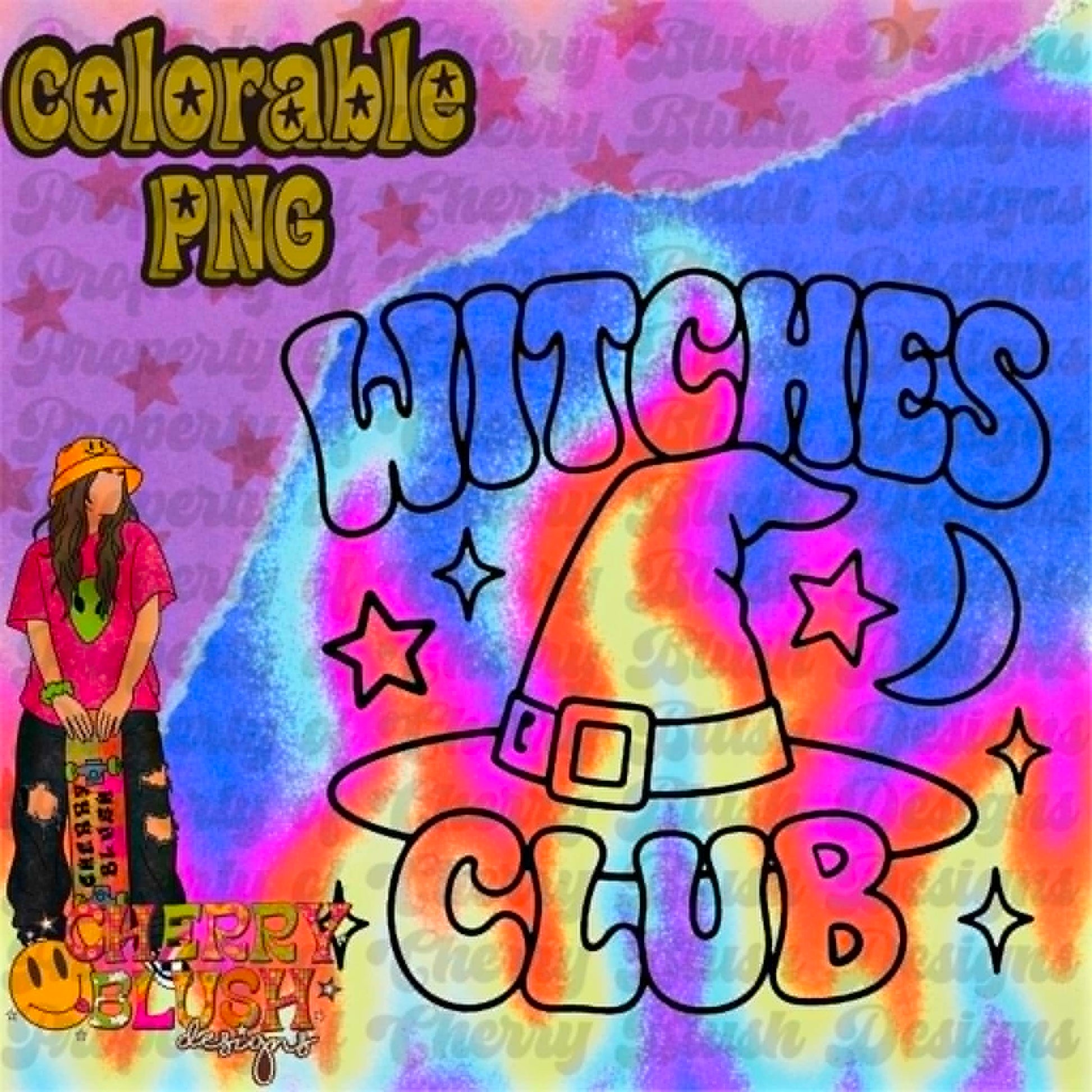 Witches Club Colorable PNG