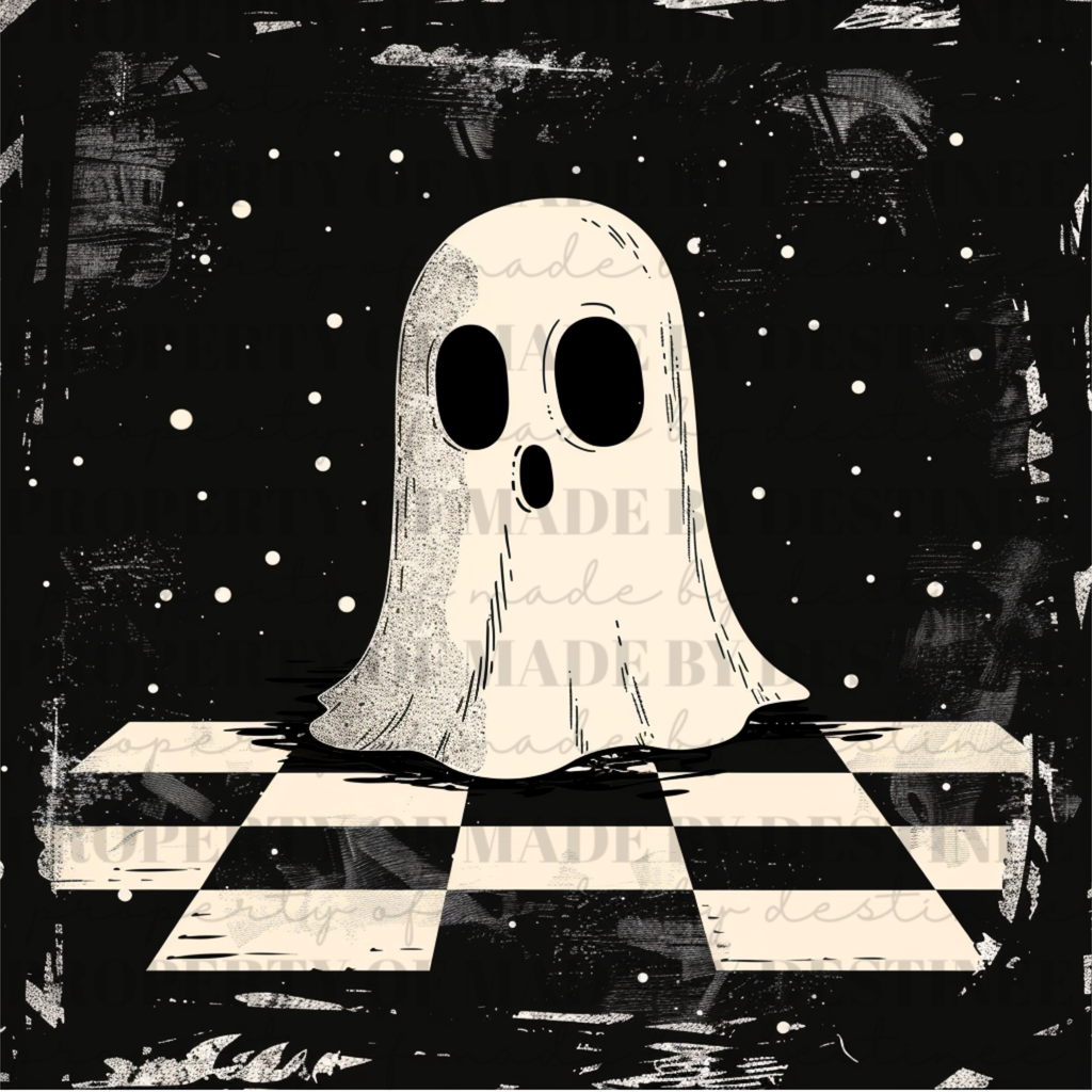 FREEBIE Ghost Clipart PNG | Checkerboard Halloween Digital Design