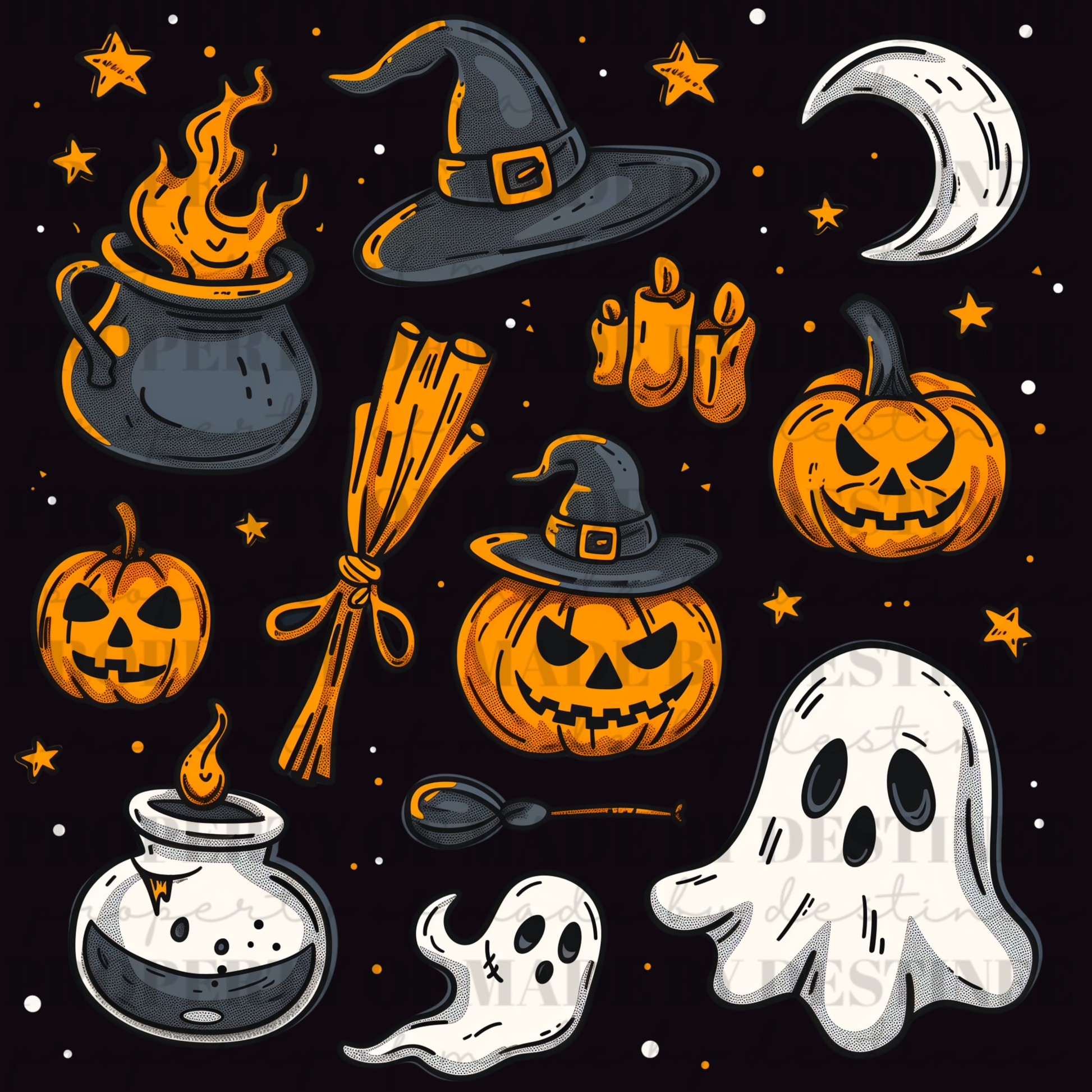 FREEBIE Spooky Halloween Clipart PNG | Pumpkins, Ghosts, Witches & More