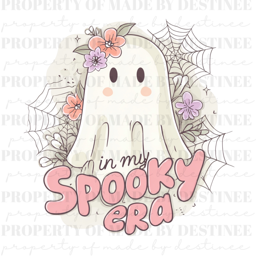 FREEBIE In My Spooky Era Ghost PNG | Cute Halloween Floral Design