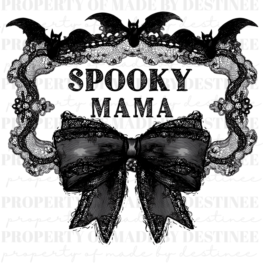 FREEBIE Spooky Mama PNG | Gothic Lace & Bow Halloween Mom Design