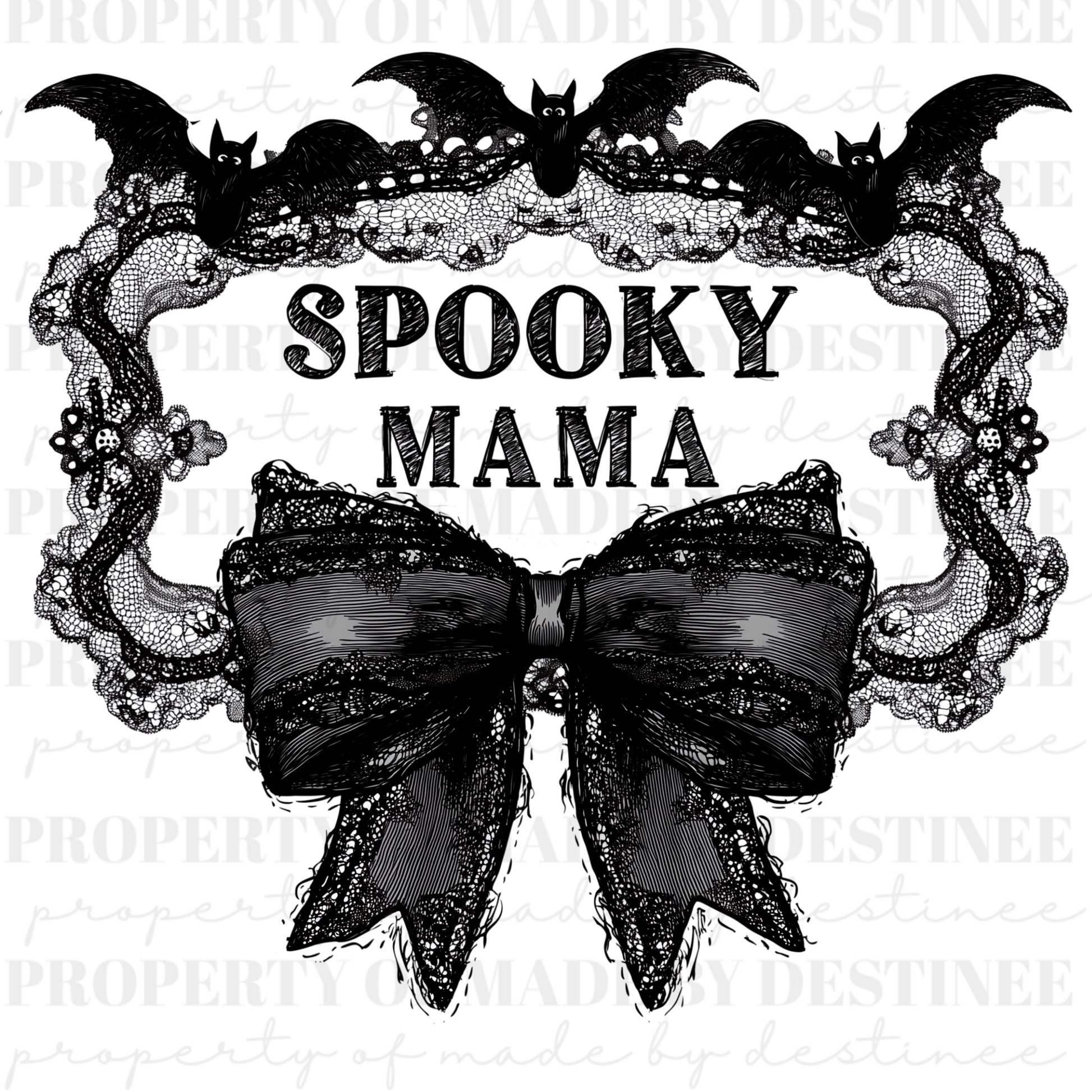 FREEBIE Spooky Mama PNG | Gothic Lace & Bow Halloween Mom Design